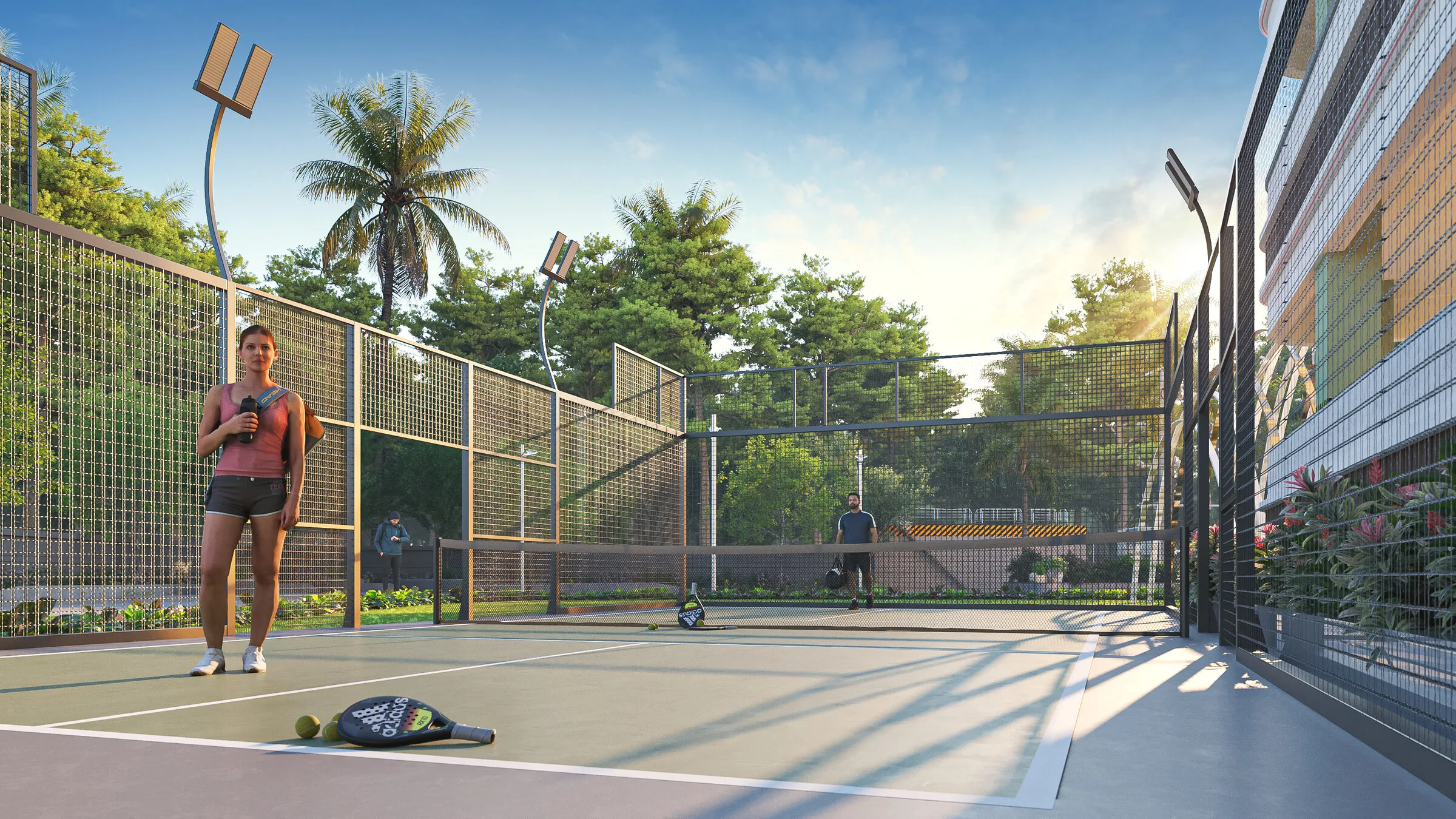 Tennis court in use