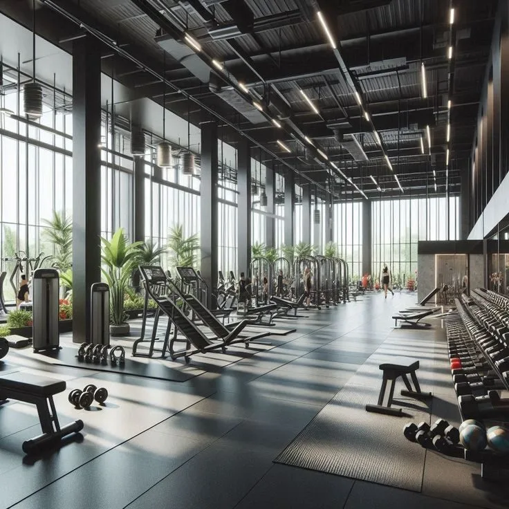 Fully-equipped gym with glass walls